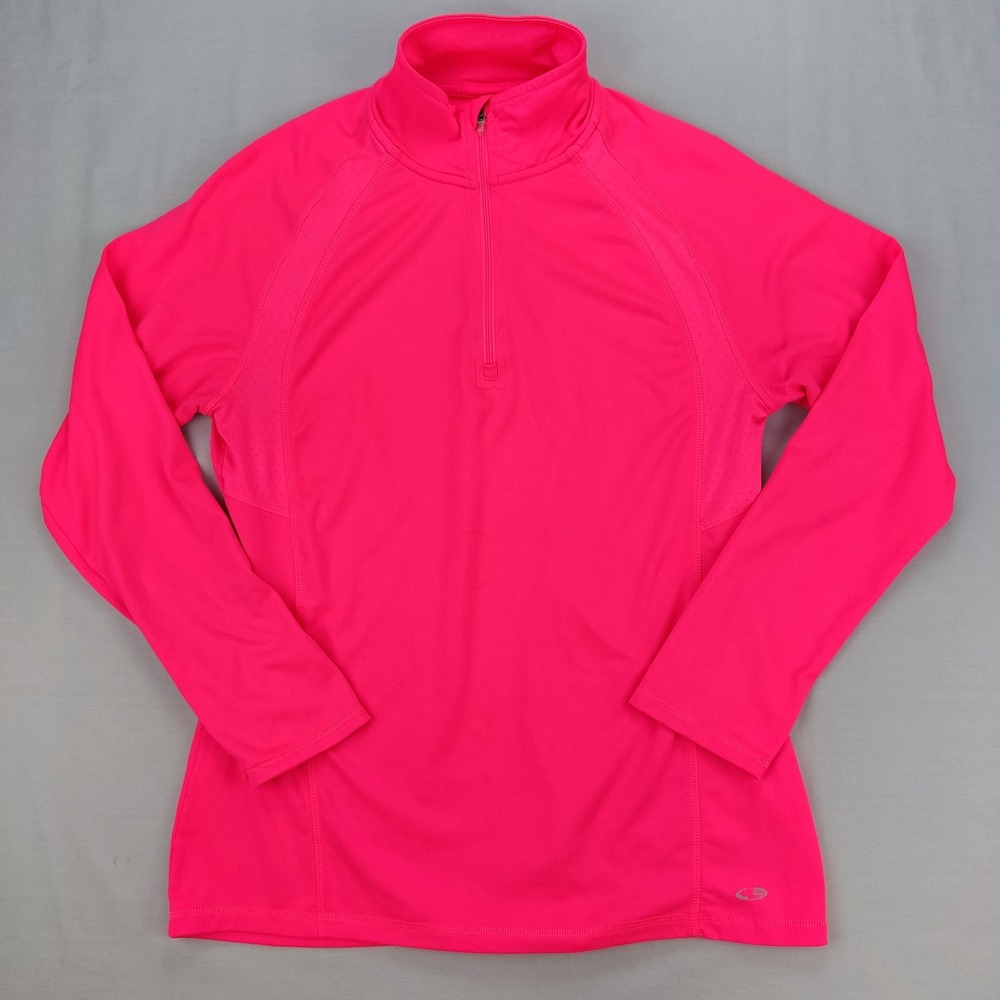 Champion Pullover Womens Medium Pink‎ Duo Dry 1/4 Zip Mesh Athletic Activewear